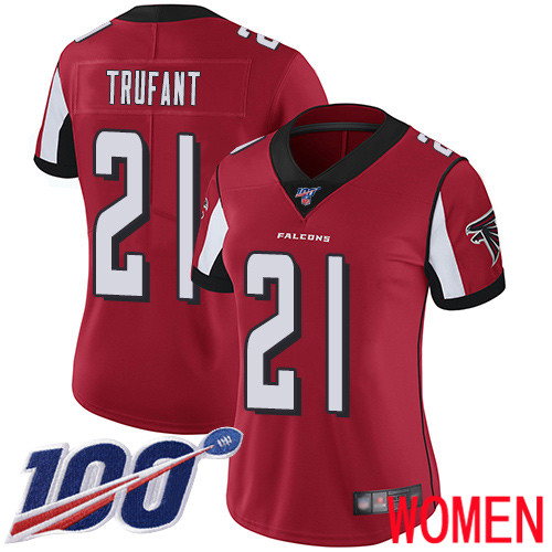 Atlanta Falcons Limited Red Women Desmond Trufant Home Jersey NFL Football 21 100th Season Vapor Untouchable